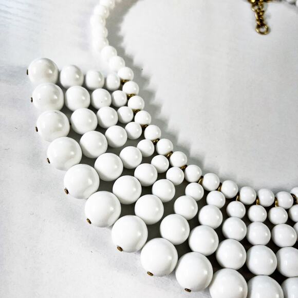 J. Crew White Beaded Bib Statement Necklace - Picture 4 of 7
